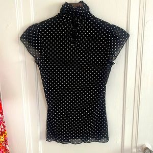 Zara Collection Polka Dot Ruffle Neck Blouse
